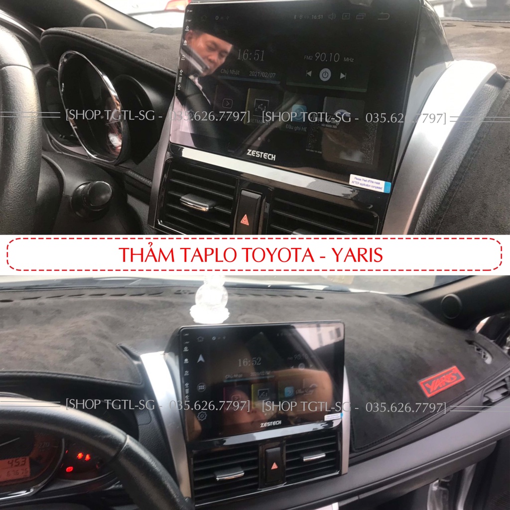 [Yaris 2011 đến 2018] Thảm Taplo oto loại da vân gỗ,da cacbon,da nỉ đen và nhung lông cừu dày 3 lớp