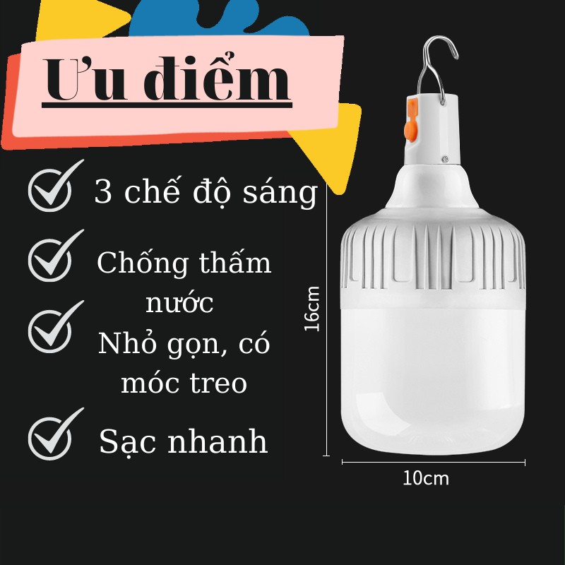 Bóng Đèn Tích Điện Thông Minh - Bóng Đèn Led Siêu Sáng - Mila Store