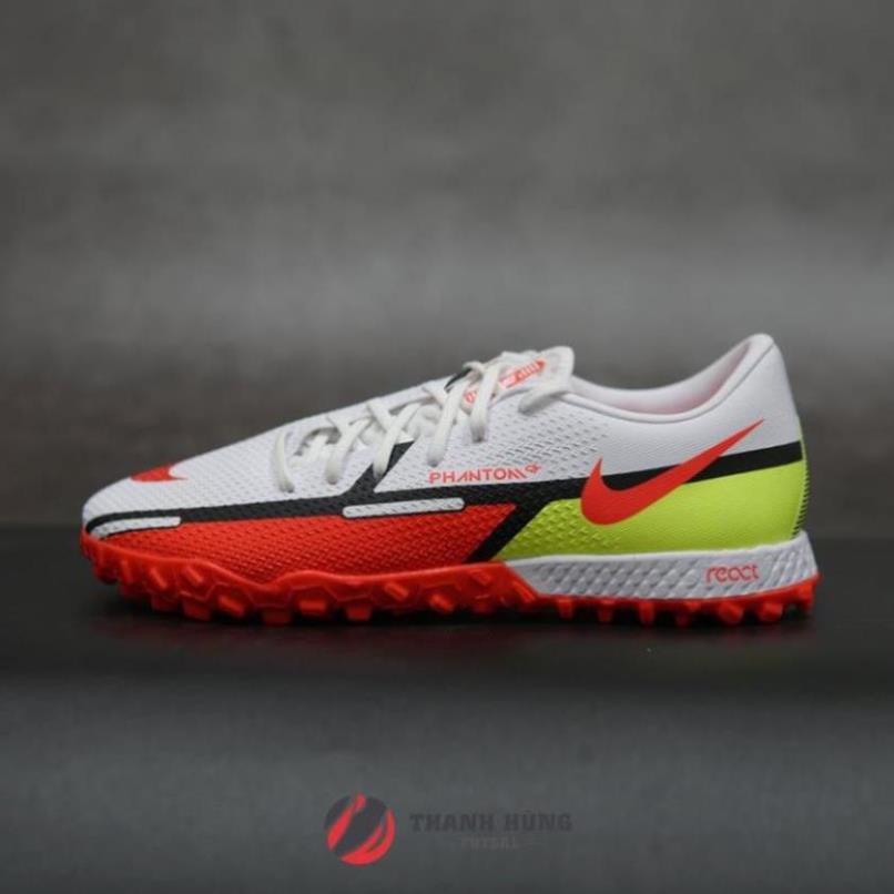 GIÀY ĐÁ BÓNG CHÍNH HÃNG NIKE REACT PHANTOM GT2 PRO TF - DC0768-167 - TRẮNG/ĐỎ/VÀNG ! < ;;; ; 🙂