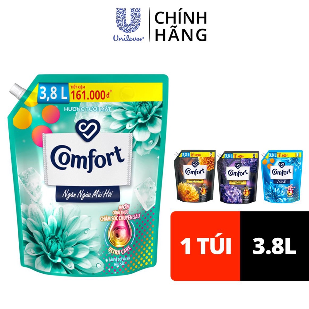 Nước xả làm mềm vải Comfort Chăm sóc Chuyên sâu túi 3.8L