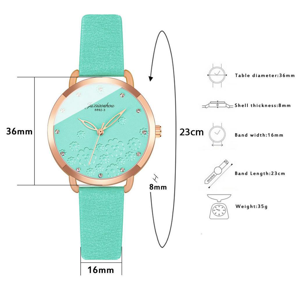 Đồng hồ Quartz nữ mặt dập nổi hoa đính đá dây da