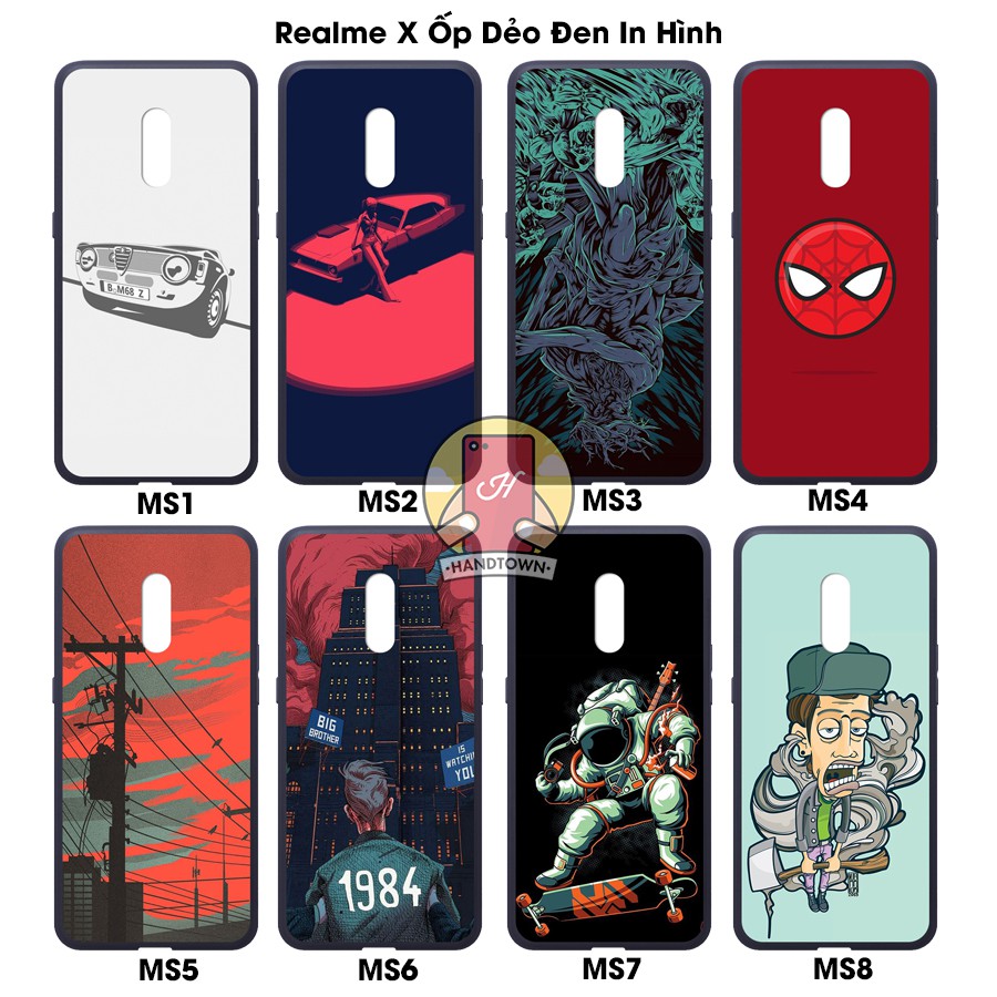 Ốp lưng Realme X dẻo đen in hình