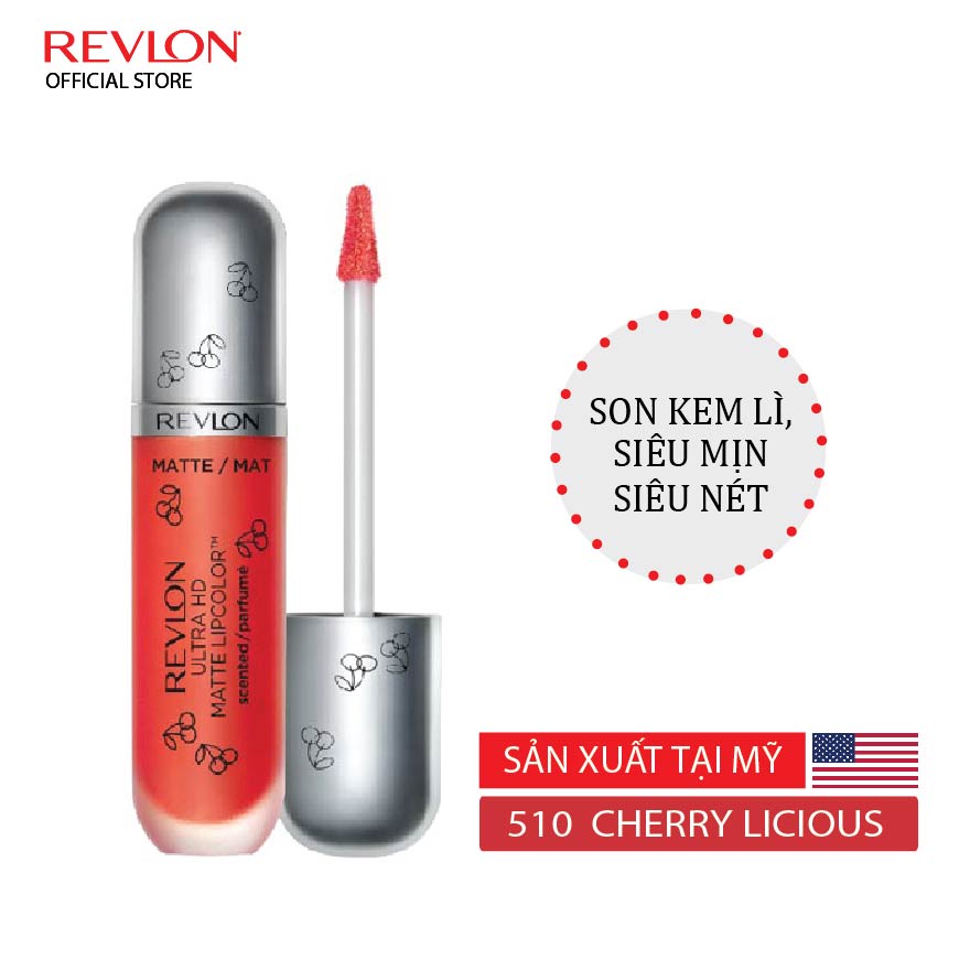 [Combo] Son Kem Lì Revlon Ultra HD Matte Cherry Reds + Son lì siêu mịn Super Lustrous™ + Sơn móng tay Nail Enamel