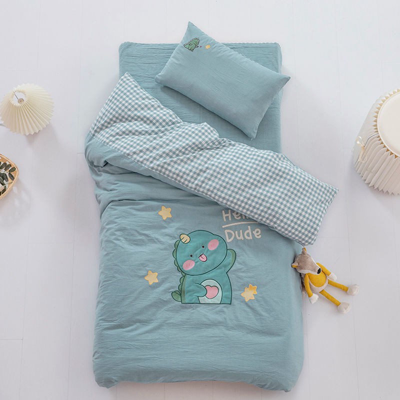 Bán trước۞Bộ chăn ga gối ba miếng cotton loại A wash cho trẻ em mẫu giáo 120 * 150