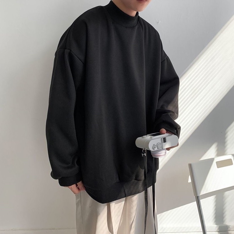 Áo Sweater Nỉ Cổ Cao Unisex Thời Trang