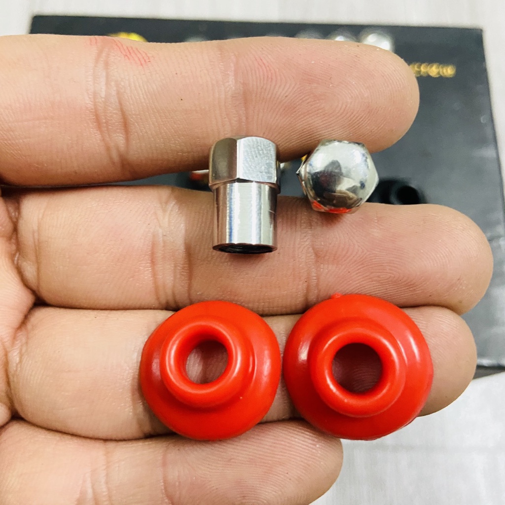 (ĐƠN GIẢN LÀ ĐẸP) COMBO NẮP VAN VÒI XE MÁY NHÔM VÀ TÁN CAO SU VAN VÒI GẮN XE MÁY