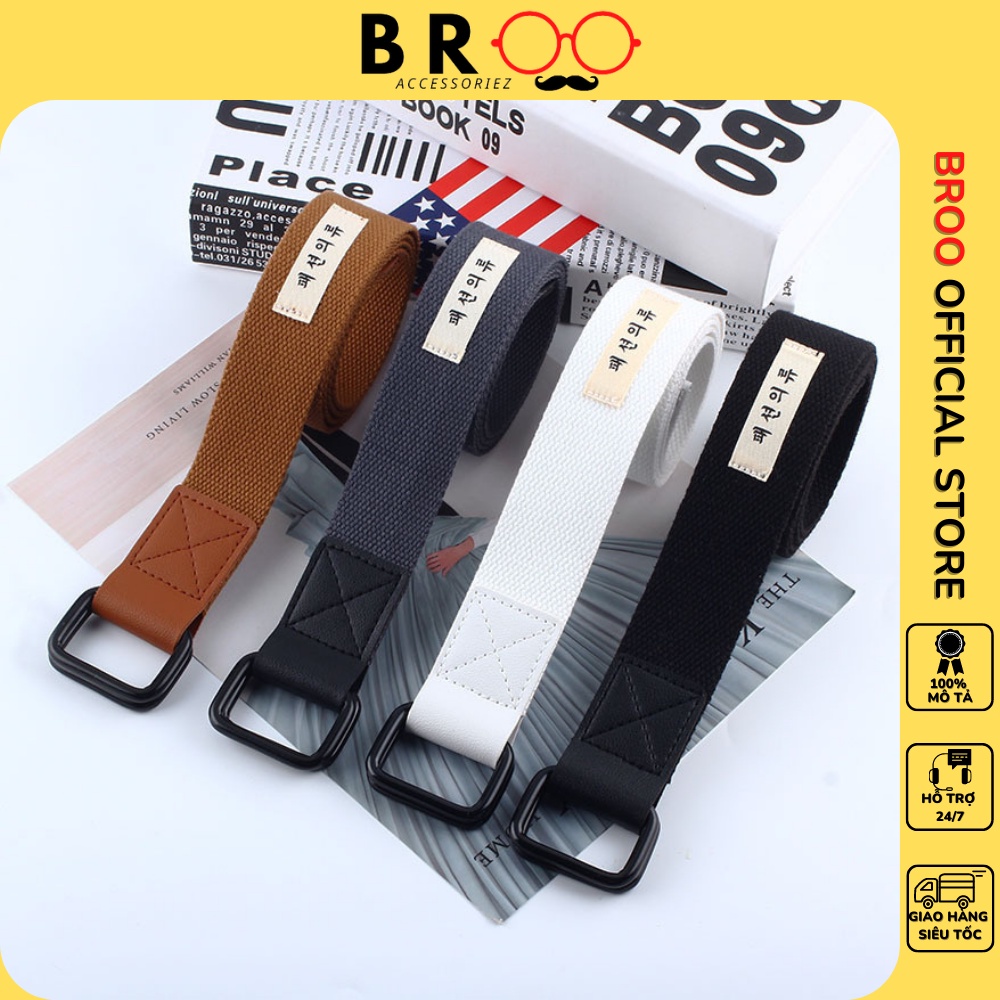 Thắt lưng vải canvas BROO tag Korea dây nịt dù ulzzang phong cách G-D Hàn Quốc cho nam nữ