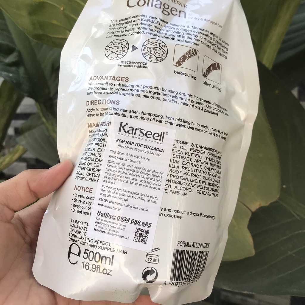 [#GIÁ_SỈ] [tặng nón trùm ủ tóc] Kem hấp dầu Collagen Karseell Maca Power siêu mềm mượt Ý 500ml ( mới 2020) | BigBuy360 - bigbuy360.vn