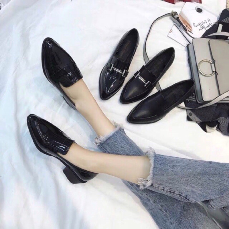 Giày nữ/ Loafer nữ mũi nhọn công sở thời trang ôm chân (chân dày tăng 1 size)