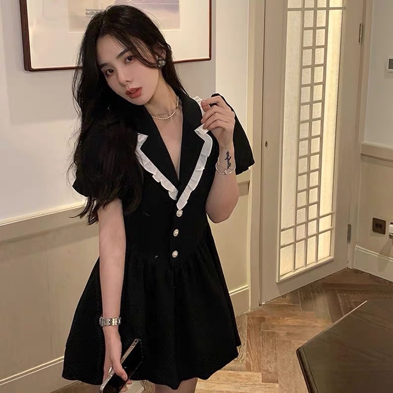 ĐẦM ĐEN TIỂU THƯ PHA VIỀN BÈO CỔ 2 SIZE - HÀNG QC [Ảnh Thật] | BigBuy360 - bigbuy360.vn