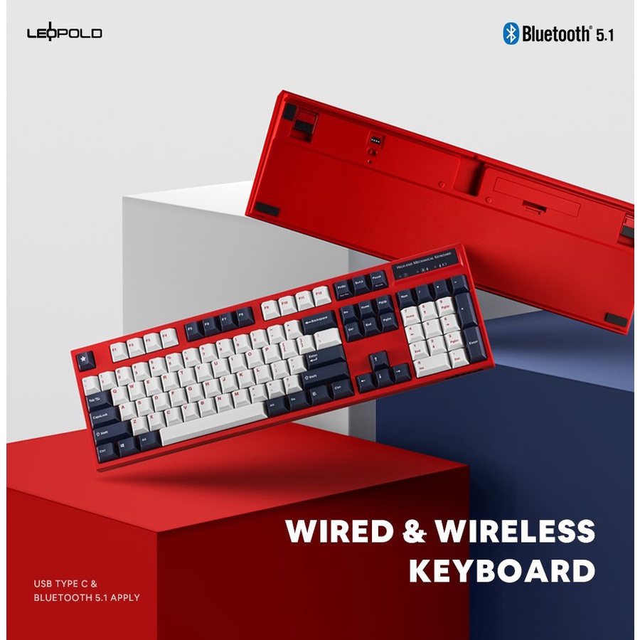 Bàn Phím Cơ Máy Tính Không Dây Hiệu Leopold FC900RBT Bluetooth BlueStar -  Hàng Chính Hãng - Bảo Hành 24 Tháng