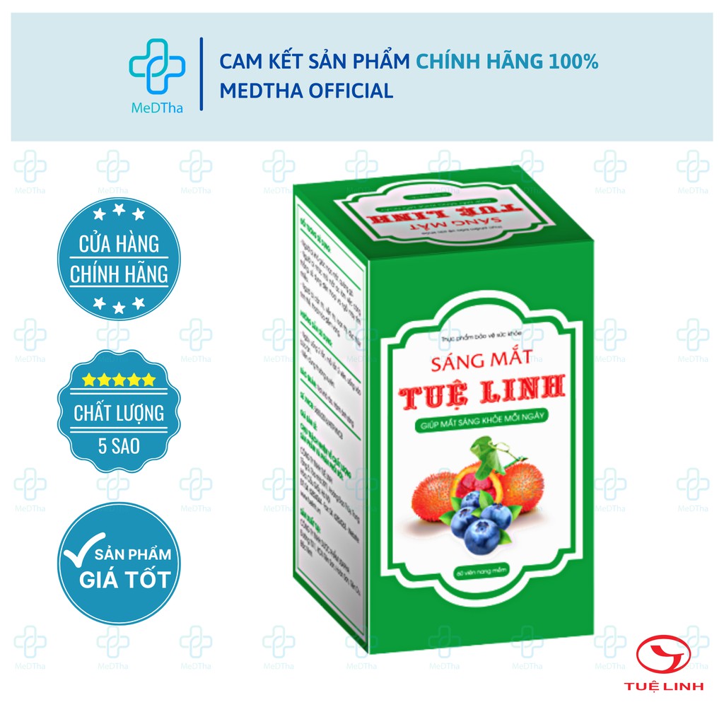 Sáng Mắt Tuệ Linh - Bổ mắt, giảm mỏi mắt, giảm cận thị, viễn thị, khô mắt từ Dầu Gấc và Lutein (Hộp 60v) [Chính Hãng]