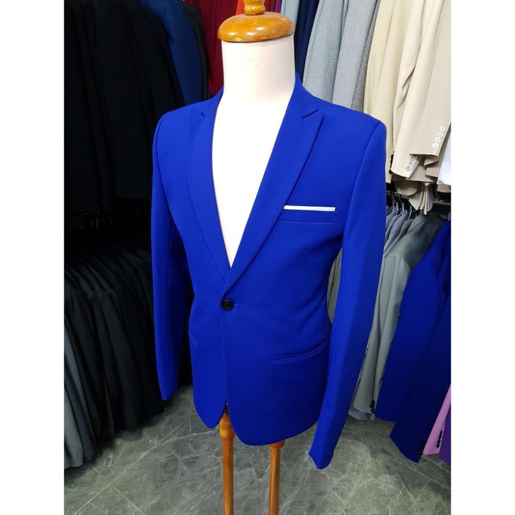 Áo vest nam form ôm body màu xanh coban chất vải dày mịn co giãn