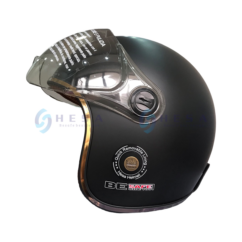 Mũ Bảo Hiểm HESA 3/4 Đầu Có Kính Trùm Đầu Hàng Chính Hãng Bảo Hành 5 Năm