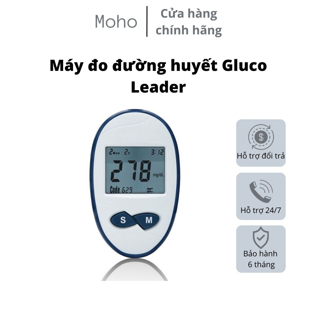 Máy đo đường huyết Gluco Leader người bị tiểu đường kiểm tra đường huyết nhanh chính xác.