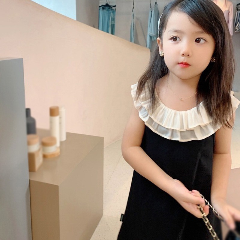 Đầm Công Chúa Hai Lớp Viền Ren Phong Cách Phương Tây Thời Trang Mùa Hè Cho Bé Gái