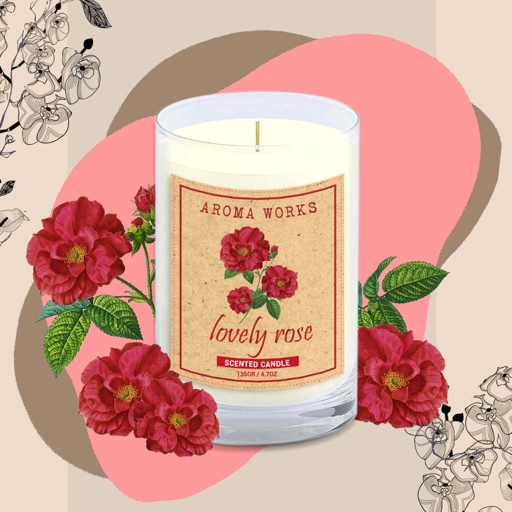 Nến Thơm Thiên Nhiên Aroma Works Natural Scented Candle - Lovely Rose