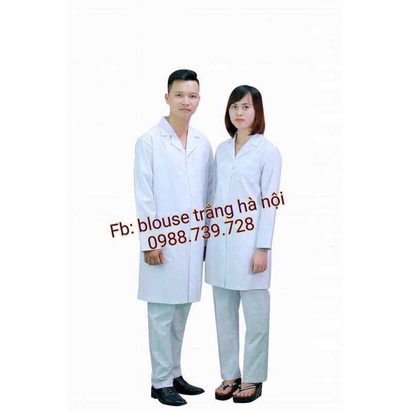 Áo Blouse Bác sĩ vải thô cao cấp, áo choàng bác sĩ, thẩm mỹ viện - Blouse trắng hà nội