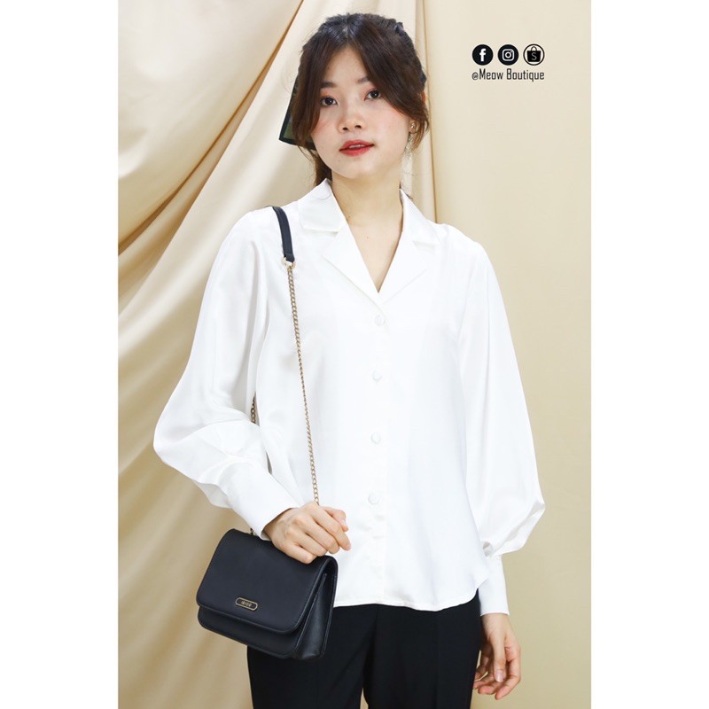 [Hình thật tự chụp] Sơ mi Danton tay dài chất Lụa cao cấp Meow Boutique