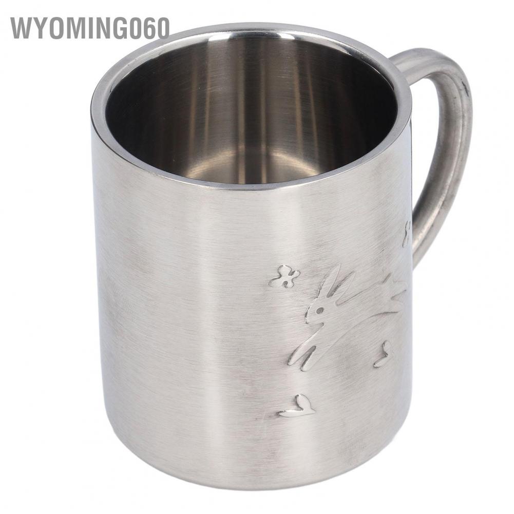 Wyoming060 220ML Stainless Steel Mugs Easy to Clean Double Walled Coffee with Comfortable Handle for Office Student Children