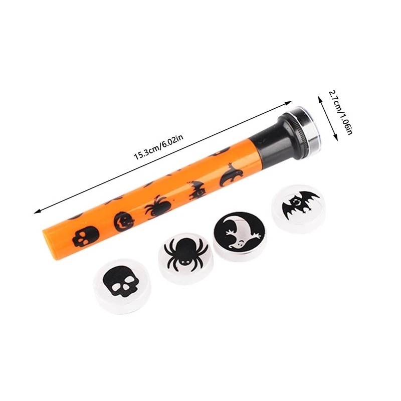 (Meteorite) Đèn Pin Chiếu Hình Bộ Xương Lâu Trôi Bền Trang Trí Halloween Cho Trẻ Em