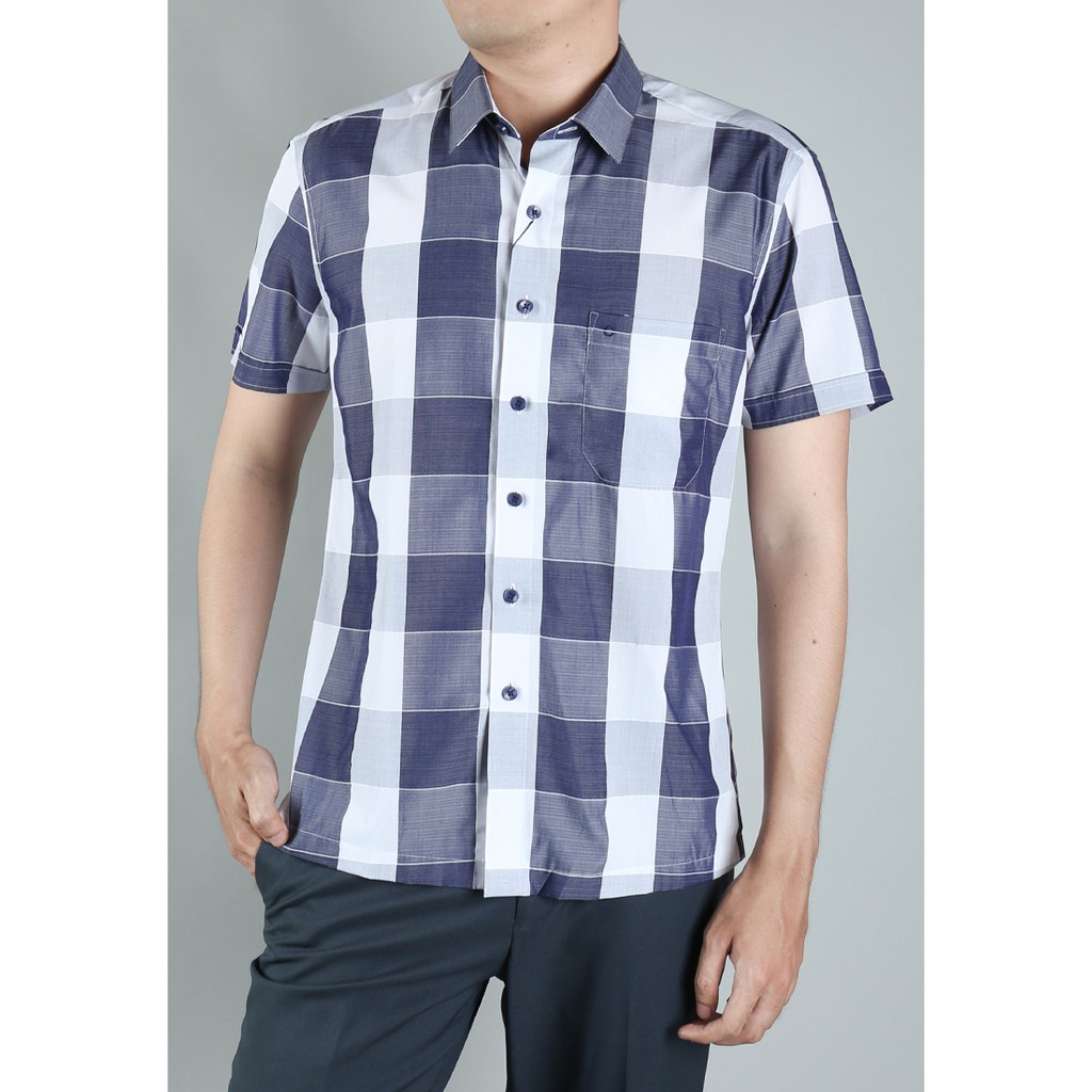 Áo sơ mi ngắn tay bodyfit Owen - BA90501NT - Xanh Caro