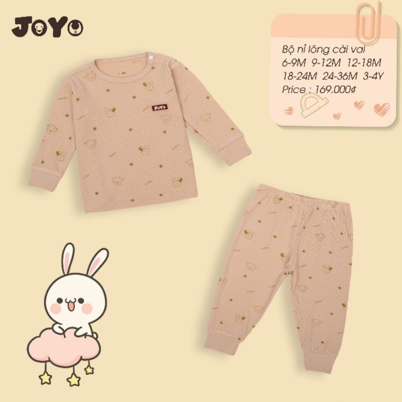 Joyo - Bộ quần áo dài tay cho bé vải nỉ lông thu đông ấm áp cho bé 8-17kg Jojo
