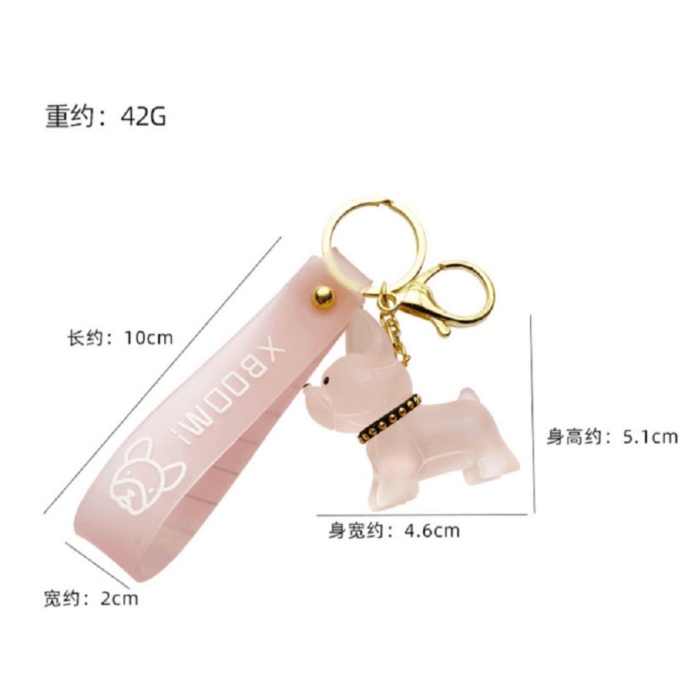 Móc Khóa Nhựa Resin Đính Pha Lê Hình Chú Chó Dễ Thương 6 Kiểu Lựa Chọn