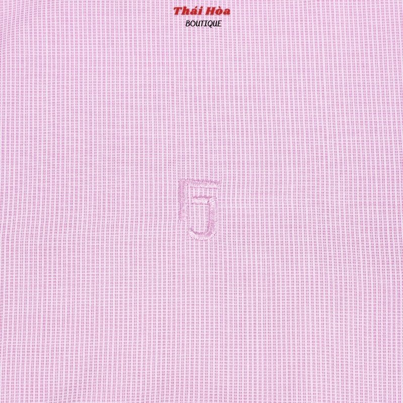 Áo sơ mi nữ đẹp ngắn tay công sở kẻ tăm caro chìm màu hồng cotton Thái Hoà N631-10-01