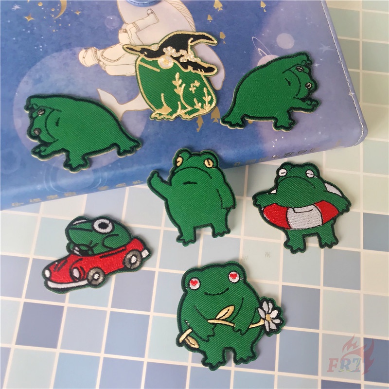 Sticker ủi thêu hình chú ếch ngộ nghĩnh vui nhộn để trang trí
