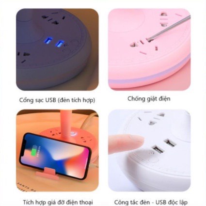 Đèn Ngủ Để Bàn Thông Minh Cao Tích Hợp Ổ Cắm Điện Kèm Cổng Sạc USB(ĐN07)