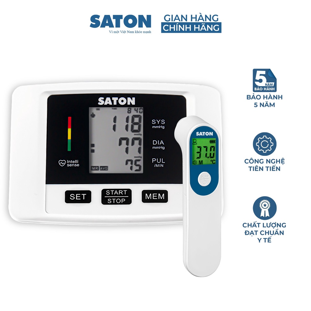  Combo máy đo huyết áp SATON BSX585 và Nhiệt kế điện tử SATON