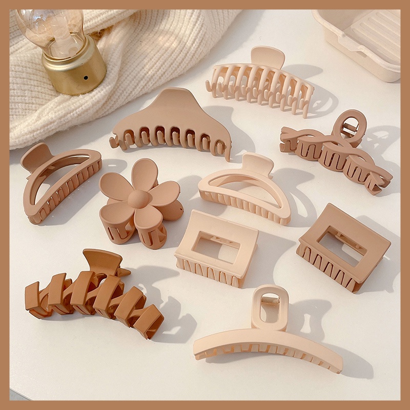 Kẹp Tóc Bằng Acrylic Màu Nâu Cỡ Lớn Phong Cách Retro Thời Trang Cho Nữ