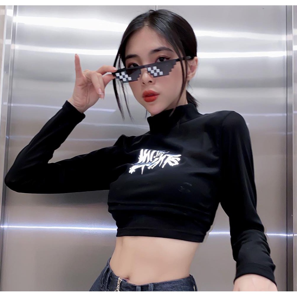 Áo Croptop Cổ Lọ Tay Dài Basic Chất Liệu Thun - YA126230