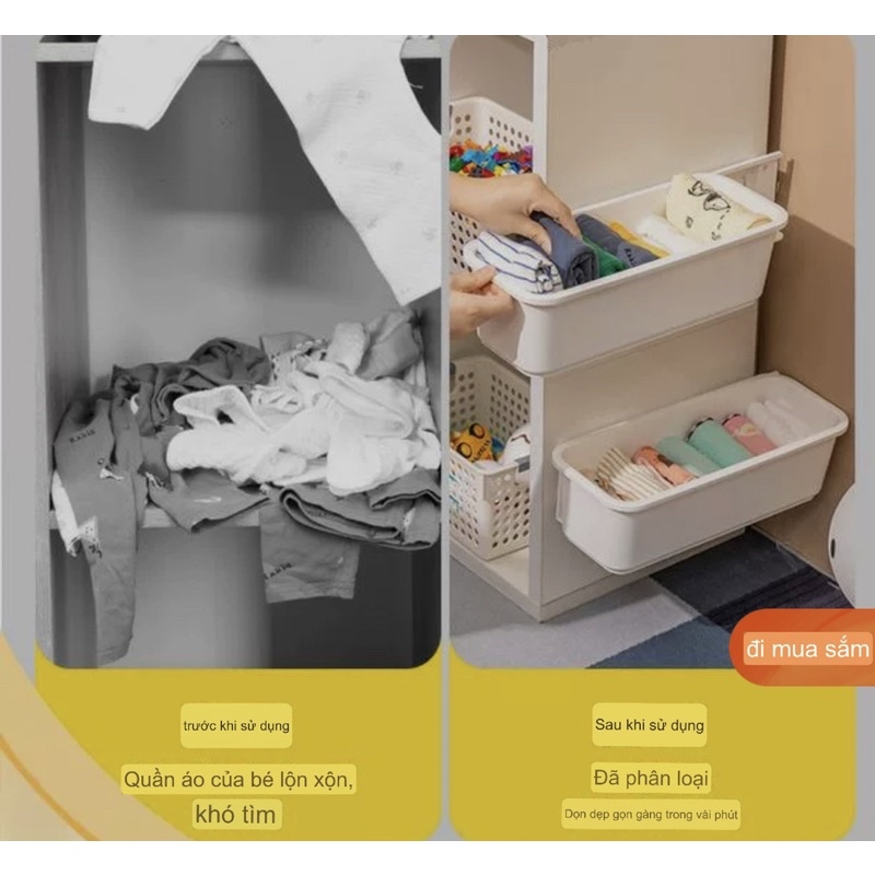 Ngăn nhựa kéo đựng quần áo cho bé gắn tủ, tủ nhựa đa năng tiện dụng