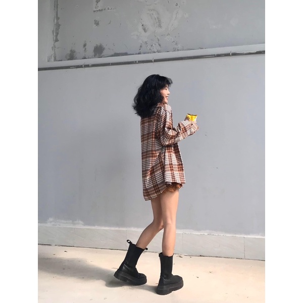 [sẵn] Áo Sơ Mi Tay Dài Sọc Caro PQK