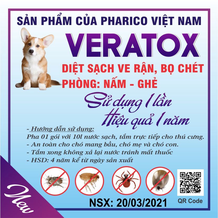 [Mã 159FMCGSALE giảm 8% đơn 500K] VERATOX diệt sạch ve rận, bọ chét chó mèo tận gốc