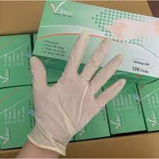 VGLOVE KHÔNG BỘT SIZE M GĂNG TAY CHẤT LƯỢNG CAO Găng tay Latex không bột Vglove Khải Hoàn, hộp 100 cái màu trắng