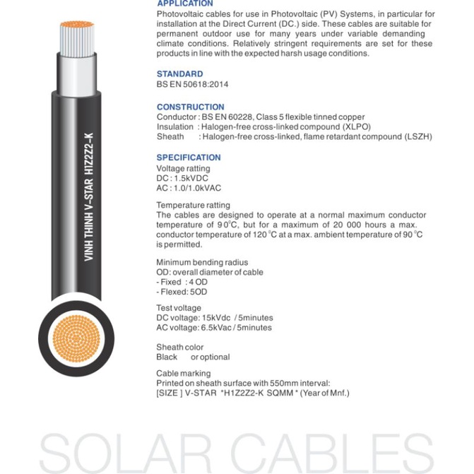 Thanh ký dây điện đỏ đen điện Mặt Trời Solar 4.0 TCVN Vstar