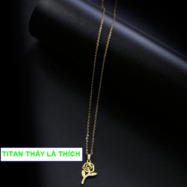 Dây chuyền đẹp cho nữ titan bông hoa đẹp - Hàng titan vàng 18k sáng bóng đẹp - Cam kết 1 đổi 1 nếu đen và gỉ sét