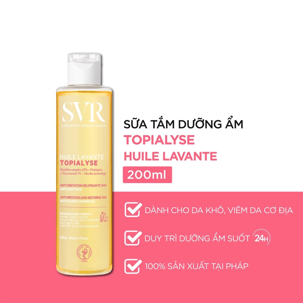 Sữa tắm dưỡng ẩm SVR TOPIALYSE Huile Lavante Micellaire 200ml