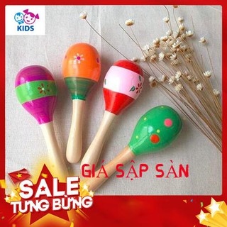 [Sale Sập Sàn] Combo 2 Lục lạc gỗ đầu tròn cho bé (Nhiều mẫu màu sinh động)