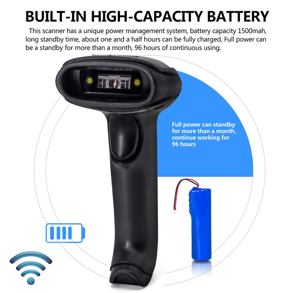 Máy Quét Mã Vạch Không Dây 2.4g 1d 2d Qr Kèm Dây Cáp Usb2.0