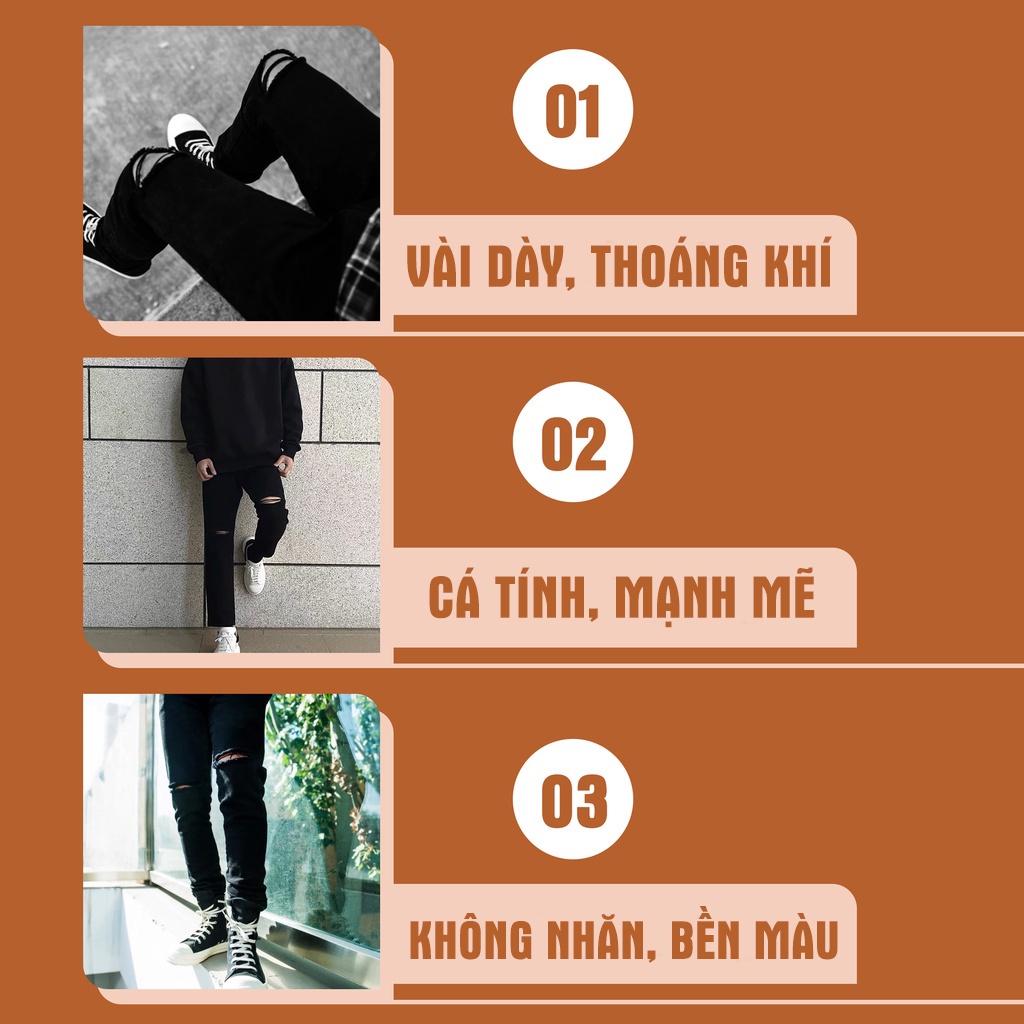 Quần jean skinny nam rách gối chất bò cao cấp form chuẩn hàn quốc phong cách trẻ trung năng động Q08