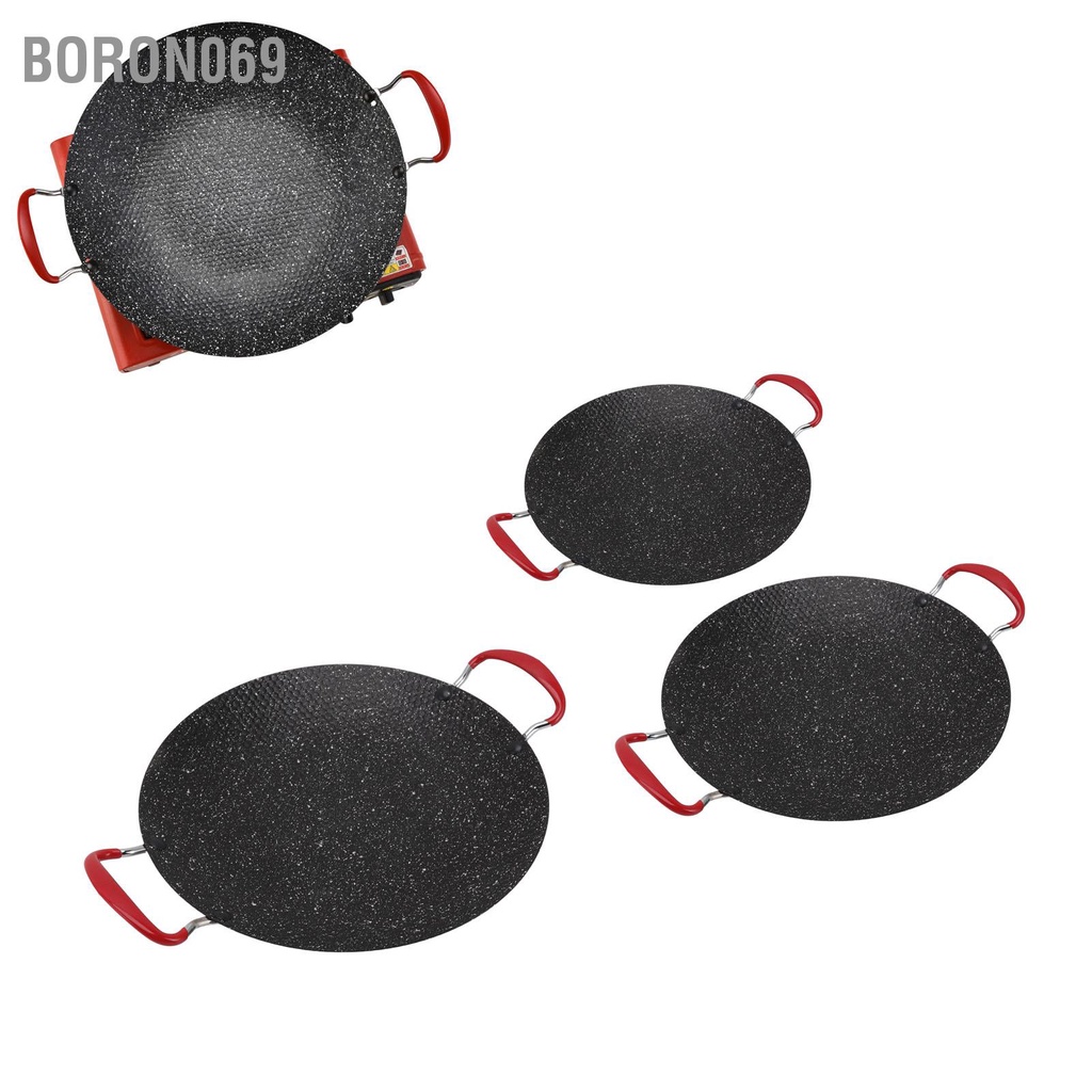 Chảo Nướng BBQ Không Dính Chống Bỏng Tay Cầm Tròn Bằng Sứ 30/34/38cm Boron069