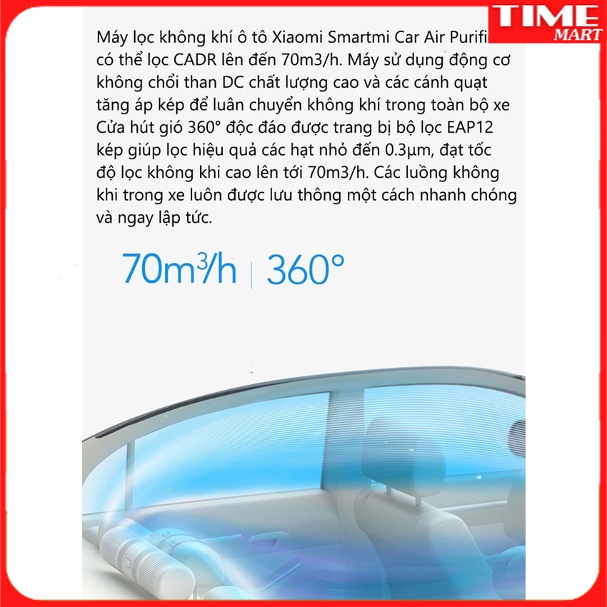 Máy lọc không khí ô tô XIAOMI SMARTMI CAR AIR PURIFIER - Nhập Khẩu và Phân Phối tại Việt Nam