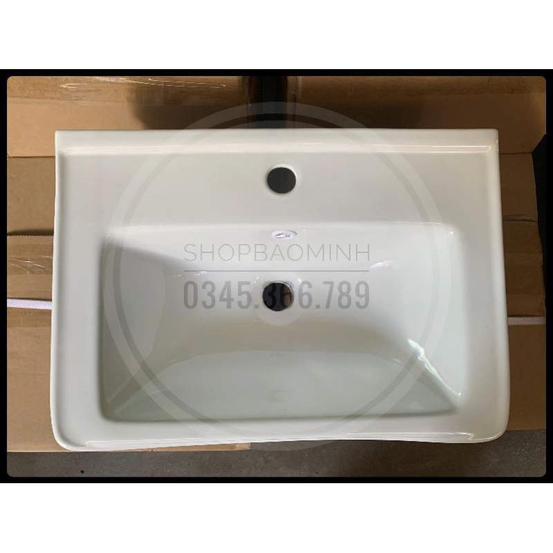 Chậu rửa mặt - Lavabo treo tường kèm giá treo inox, KT 50x36cm