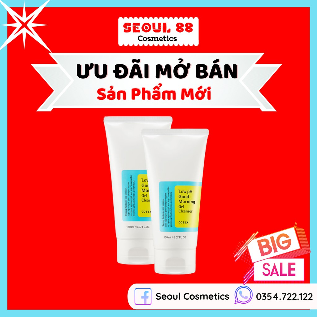 Sữa Rửa Mặt Cosrx Low PH Good Morning Gel Cleanser Dạng Gel Chiết Từ Dầu Cây Trà  " SEOUL COSMETICS 88 "