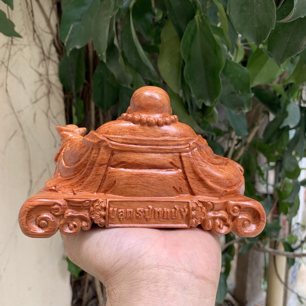 Di lặc để xe ô tô bằng gỗ hương cao 9 cm ngang 15 cm đế vạn sự như ý