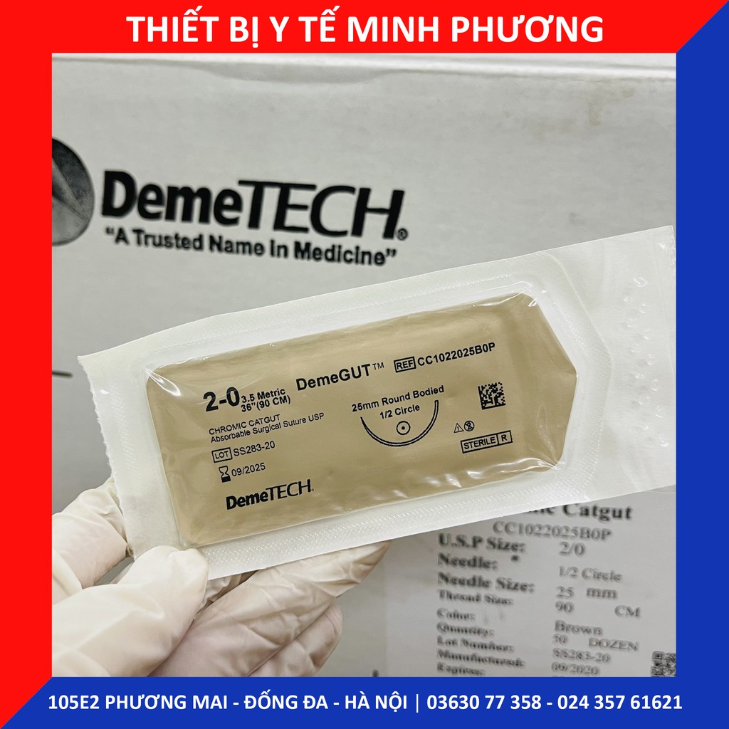 [ĐẠI LÝ PHÂN PHỐI] Bán lẻ Chỉ khâu DEMEGUT DEMETECH Catgut Chromic không tiêu dùng trong phẫu thuật số 2/0